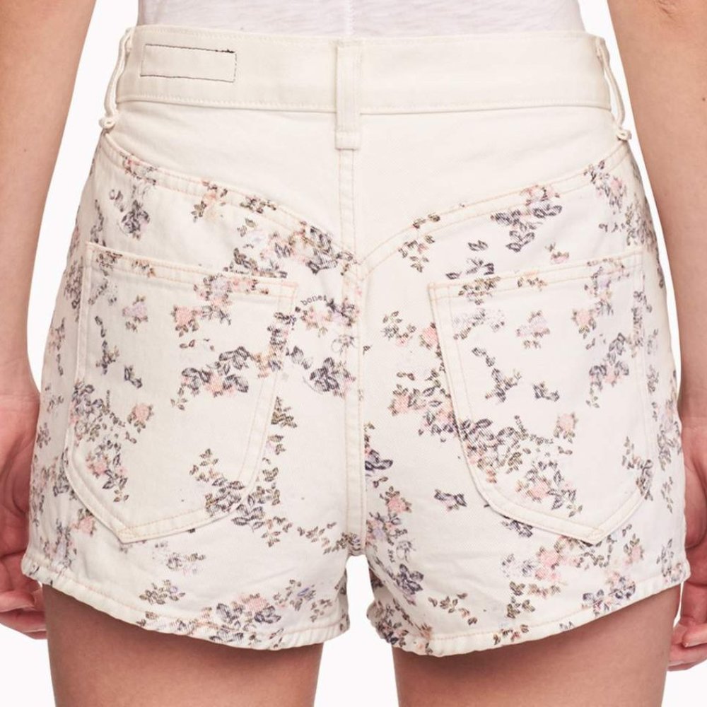 NEW rag & bone Women Ellie Twill White Pocketed Jean Shorts Floral Western Yoke - Picture 3 of 5